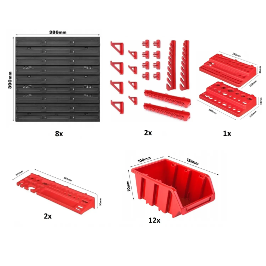 Настінна панель для інструментів Kistenberg 156х78см 12 контейнерів (MIX549)