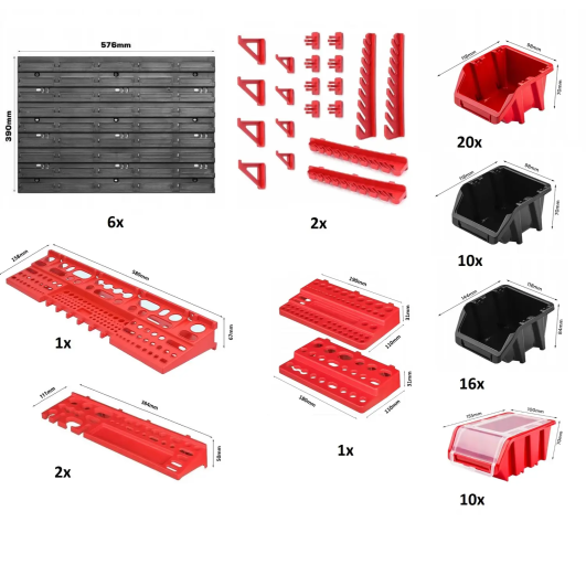 Велика настінна панель для інструментів Kistenberg 173х78см 56 контейнерів (MIX536)