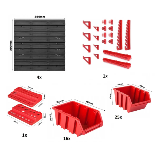 Настенный органайзер панель для инструмента Kistenberg 78х78см 41 контейнер (MIX550)