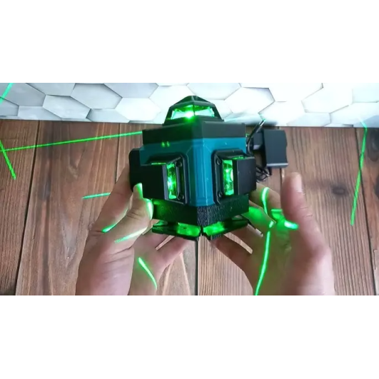 Лазерний 4D 16-лінійний зелений нівелір 24V 5Ah