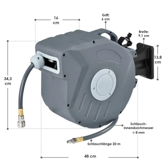Автоматична садова котушка з поливальним шлангом 1/2”, 20 м