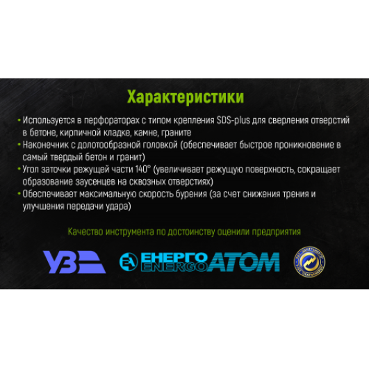 Бур по бетону SDS-plus S4 12x310мм Alloid (FH-12310)