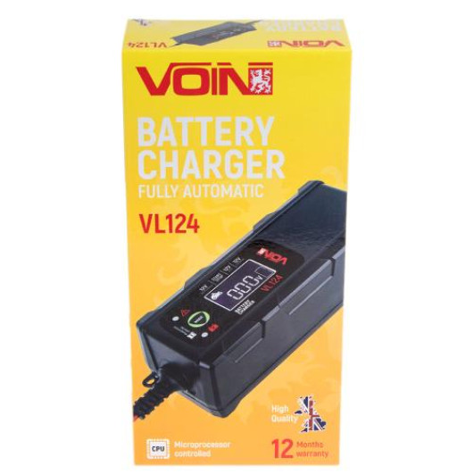 Зарядний пристрій VOIN VL-124 12V/4A/3-120AHR/LCD/Iмпульсний (VL-124)