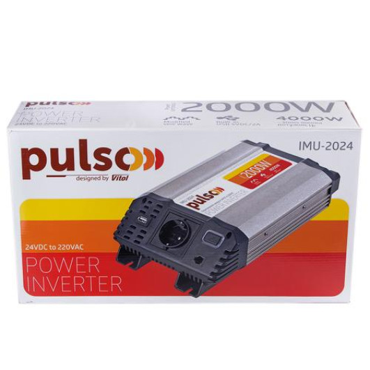 Перетворювач напруги PULSO/IMU-2024/24V-220V/2000W/USB-5VDC2.0A/мод.хвиля/клеми (IMU-2024)