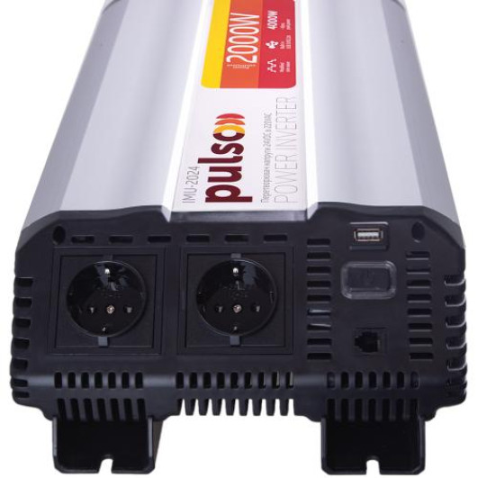 Перетворювач напруги PULSO/IMU-2024/24V-220V/2000W/USB-5VDC2.0A/мод.хвиля/клеми (IMU-2024)