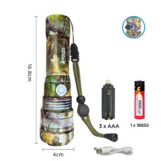 Ліхтар Police P511M-P50 camouflage, 1x18650, zoom, ЗУ microUSB, Box (P511M-P50)