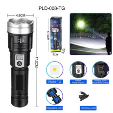 Ліхтар PLD-008 WHITE LASER LED PM10-TG, Li-Ion акумулятор, power bank, індикація заряду, ЗУ Type-C, zoom, Box (PLD-008)