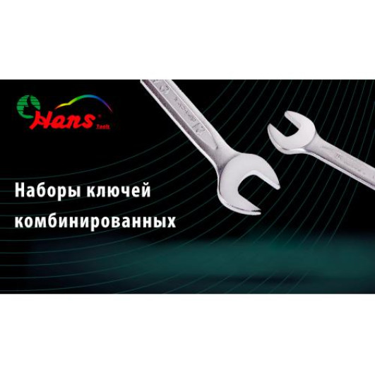 Набір ключів комбінованих 6-24 мм 16 пред. метал кейс (16616MI) HANS (16616MI)