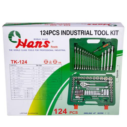 Набір інструмента 124 предмета 1/4", 1/2" (TK-124) HANS (ТК-124)