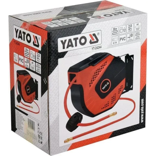 Пневматичний шланг YATO на котушці з автопідмоткою 8 мм 20 м 
